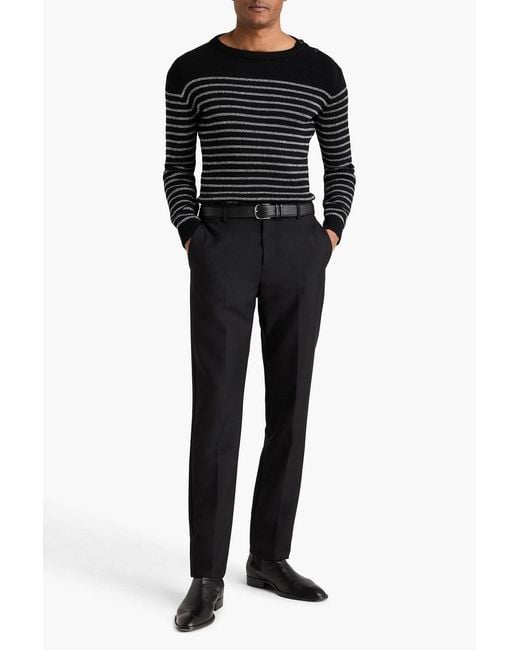 Versace Black Wool And Mohair-Blend Pants for men