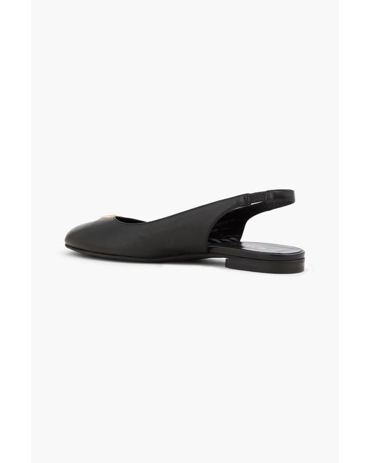 Bally Black Embellished Leather Slingback Flats