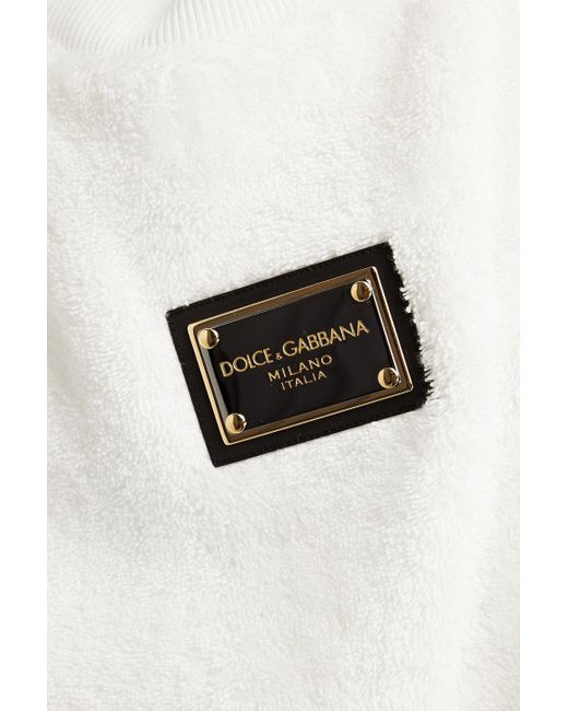 Dolce & Gabbana White Appliquéd Cotton-terry Sweatshirt for men