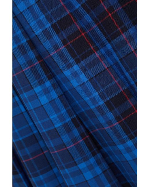 The Vampire's Wife Blue Mini Munchkin Pleated Checked Cotton-twill Mini Skirt