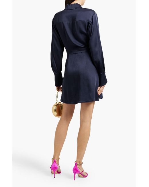 Jonathan Simkhai Blue Talit Draped Satin-Crepe Mini Dress