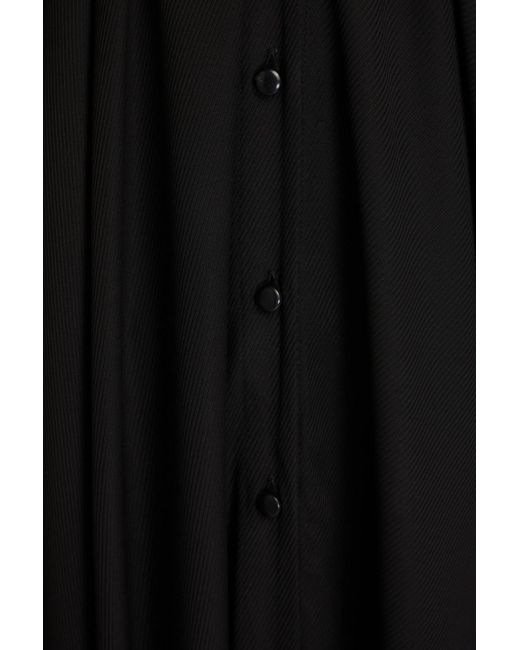 Palmer//Harding Black Hemdkleid aus glänzendem twill mit gürtel in midilänge