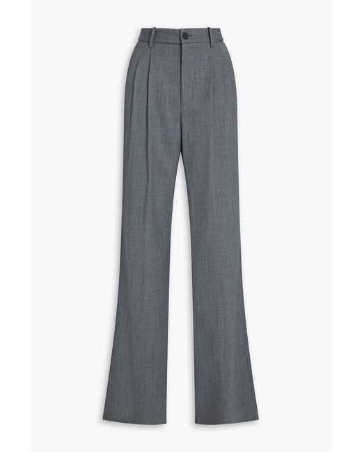 Nili Lotan Gray Flavie Twill Wide-Leg Pants