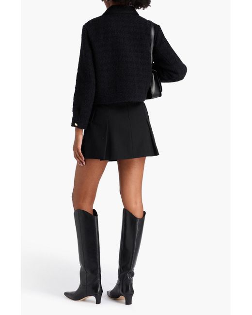 Sandro Black Cotton-blend Bouclé-tweed Jacket