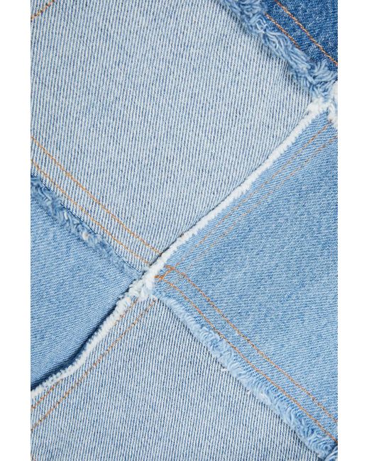 FRAME Blue The 70s Patchwork Denim Mini Skirt