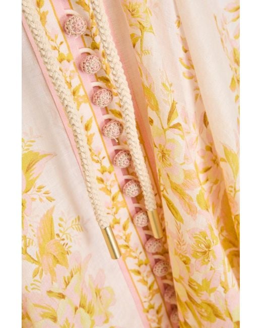 Zimmermann Natural Floral-print Linen Mini Dress