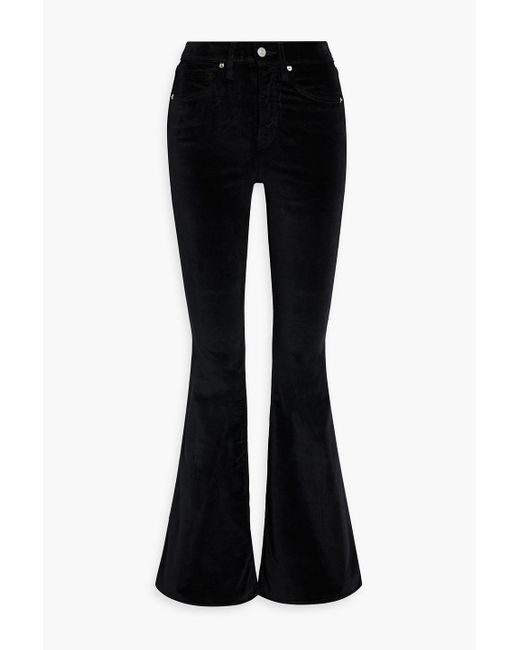 Veronica Beard Black Sheridan Cotton-blend Velvet Flared Pants