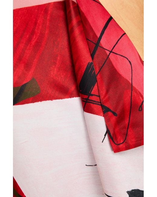 Roksanda Red Bedrucktes oberteil "kiara" aus satin mit drapierung
