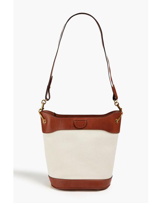 Sandro White City Leather And Canvas Bucket Bag