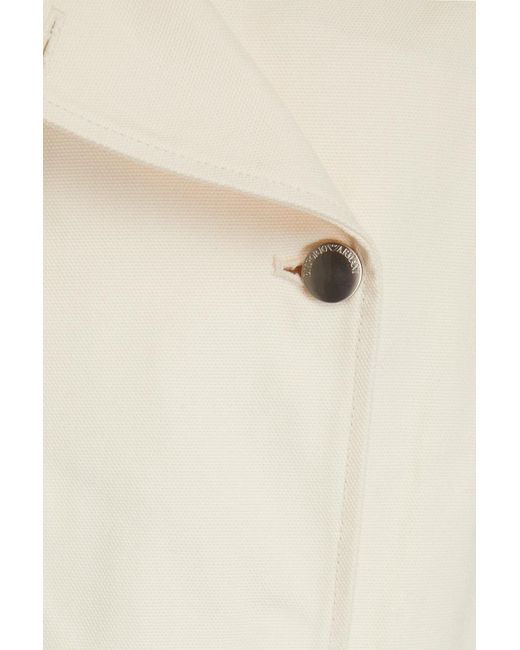 Emporio Armani Natural Double-breasted Cotton-canvas Jacket