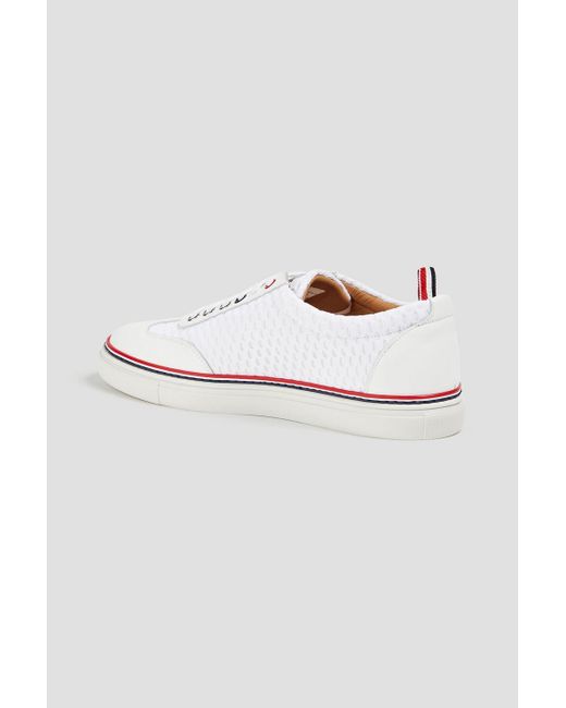 Thom Browne White Mesh And Leather Sneakers