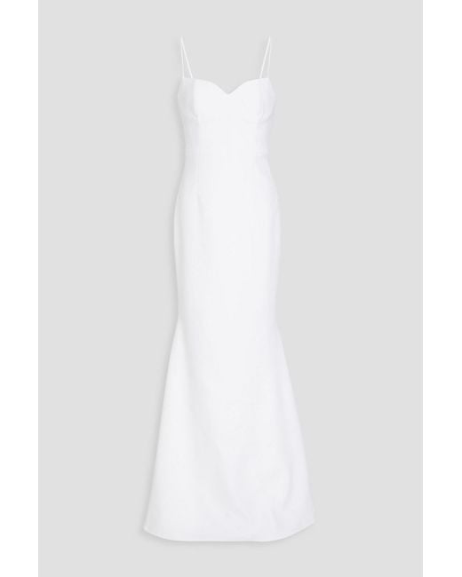 Rachel Gilbert White Avery Crepe Gown