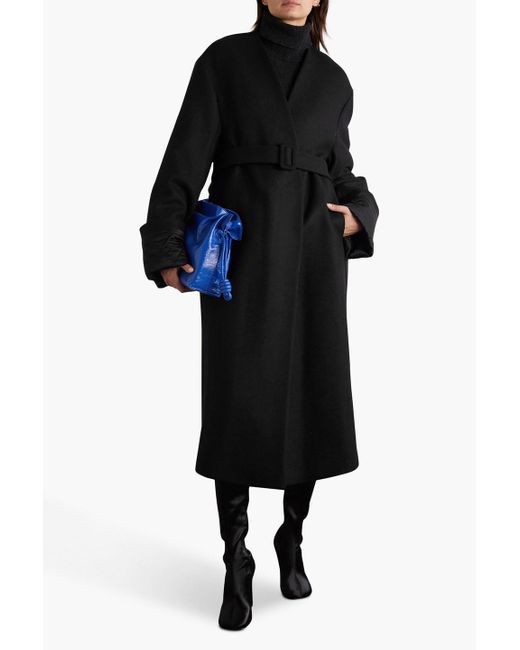 Dries Van Noten Black Belted Wool-blend Felt Coat
