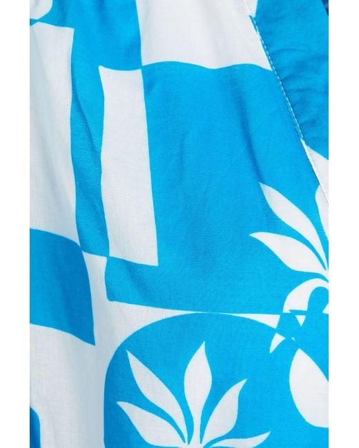 Rebecca Vallance Blue Ibiza maxikleid aus baumwollpopeline mit print