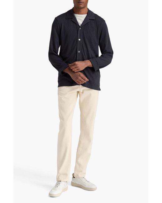 Officine Generale Blue Kai Pointelle-Knit Lyocell And Cotton-Blend Shirt for men