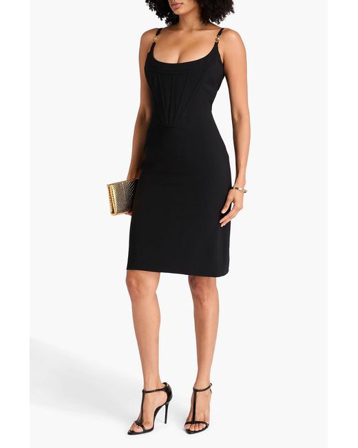 Versace Black Embellished Crepe Dress