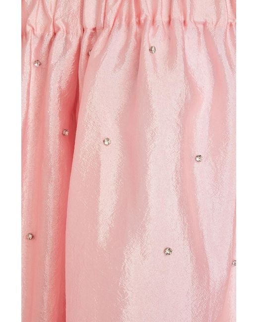 Stine Goya Pink Cold-shoulder Embellished Taffeta Top