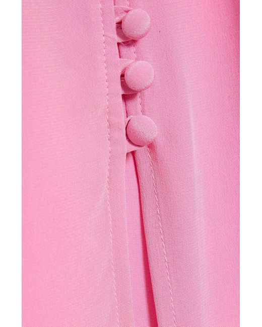 Envelope Pink Campania Button-detailed Silk Maxi Dress