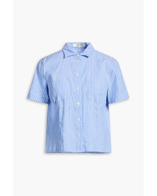 FRAME Blue Seaside Striped Linen And Cotton-blend Shirt