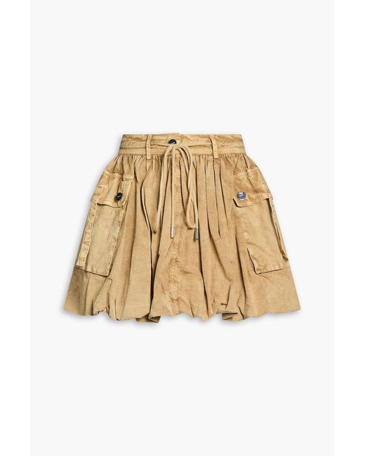 Ganni Natural Stretch-Cotton Poplin Mini Skirt