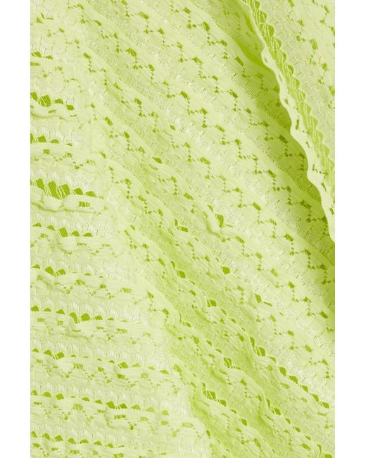 Charo Ruiz Yellow Hamaty Ruffled Stretch-Lace Mini Skirt