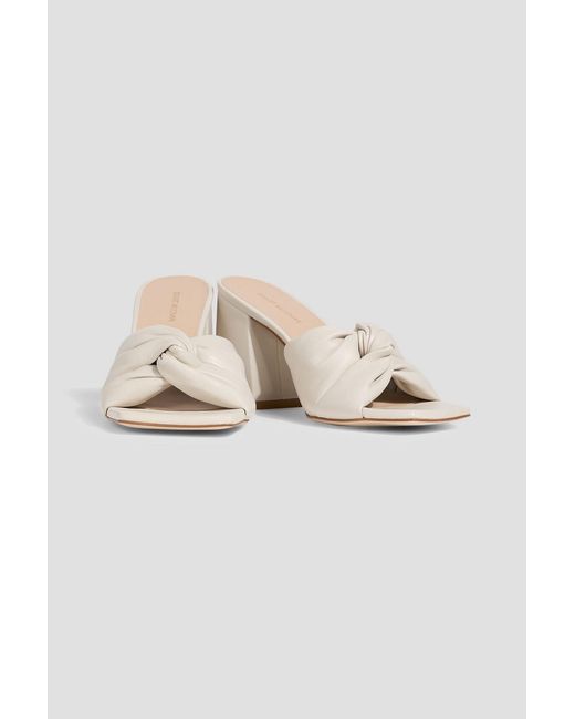 Stuart Weitzman White Glamknot 85 Leather Mules