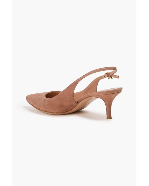 Gianvito Rossi Pink Ribbon Suede Slingback Pumps