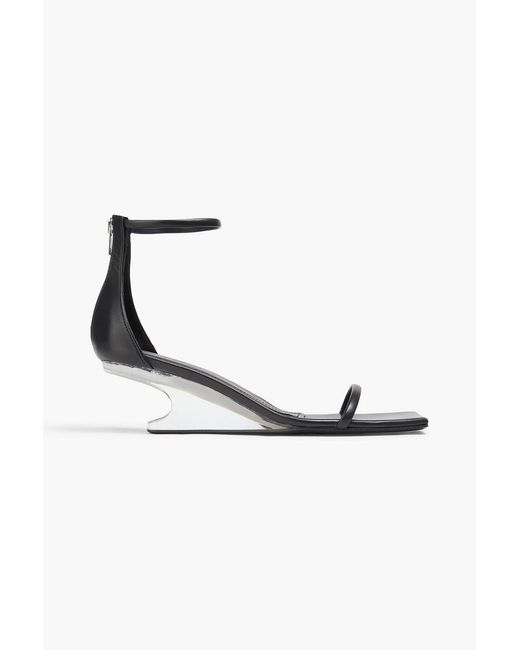 Rick Owens White Leather Wedge Sandals
