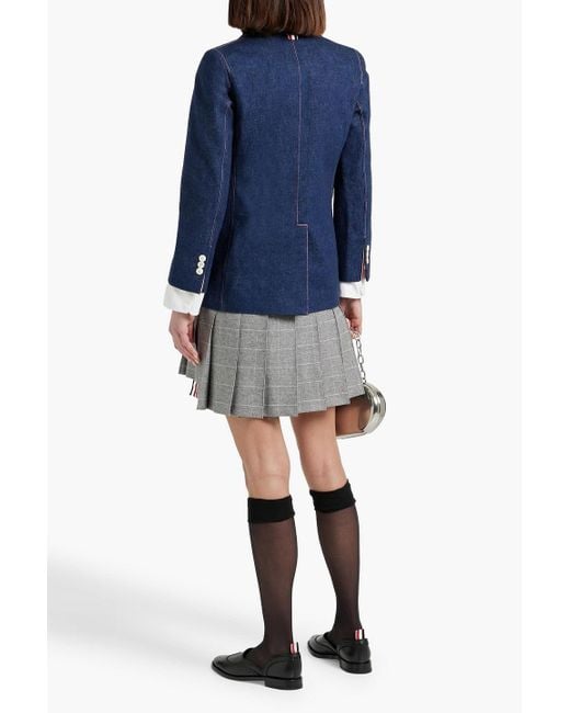 Thom Browne Gray Pleated Checked Wool And Cashmere-Blend Flannel Mini Skirt