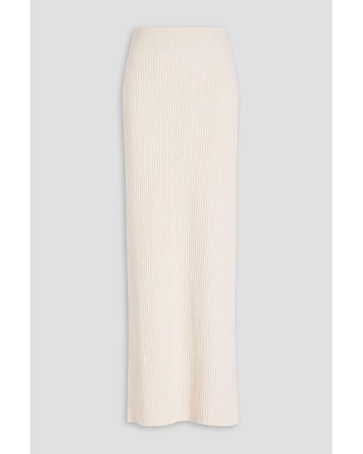 Totême  White Ribbed Cotton-Blend Maxi Skirt