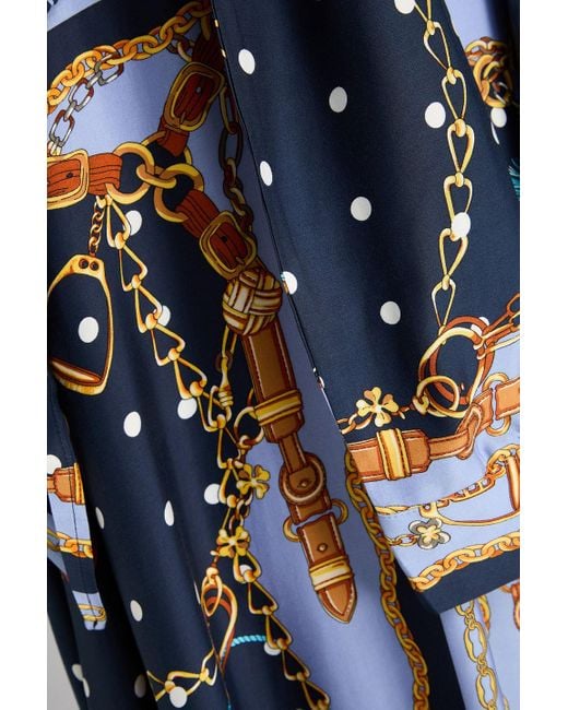 Maje Black Jersey-Paneled Printed Washed Mousseline Midi Dress