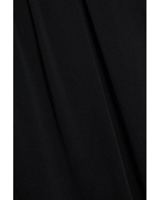 Sandro Black Guipure Lace-Trimmed Satin Midi Slip Dress