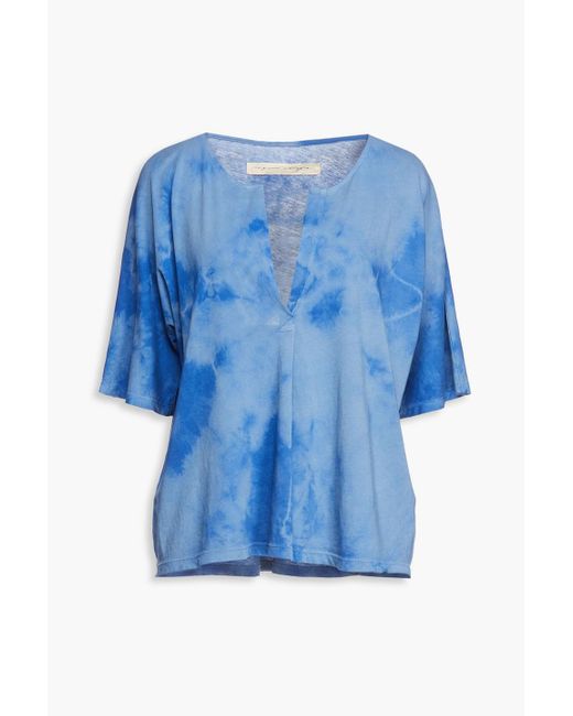 Raquel Allegra Blue Tie-dyed Cotton-jersey T-shirt