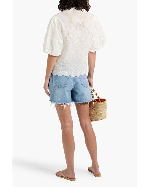 Farm Rio Natural Embroidered Cotton Shirt