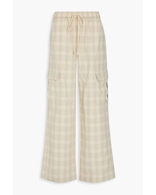 Zimmermann Natural Checked Linen And Cotton-blend Wide-leg Pants