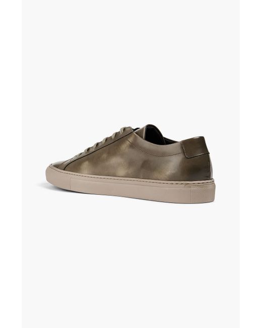 Common Projects Green Achilles Distressed Glossed-Leather Sneakers for men