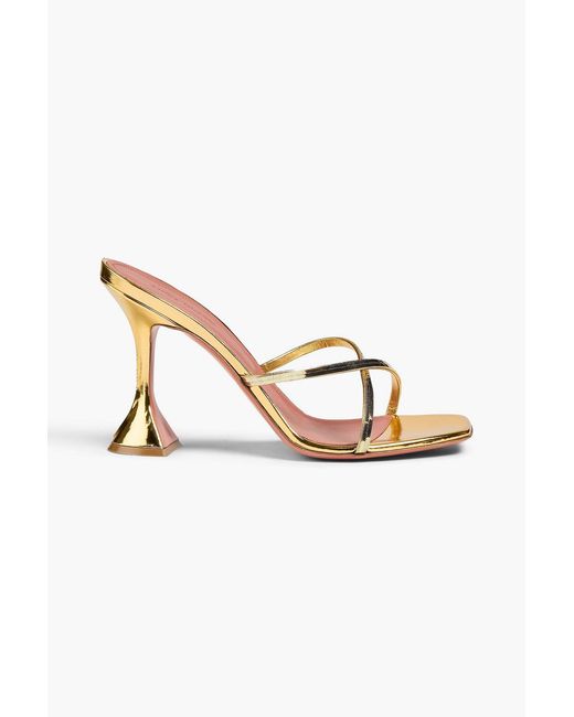 AMINA MUADDI Metallic Henson Mirrored-Leather Mules