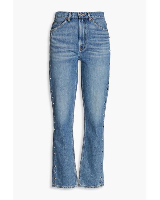 Re/done Blue 70s Studded High-rise Straight-leg Jeans