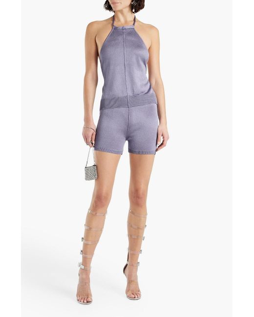 1017 ALYX 9SM Purple Embellished Metallic Stretch-knit Shorts