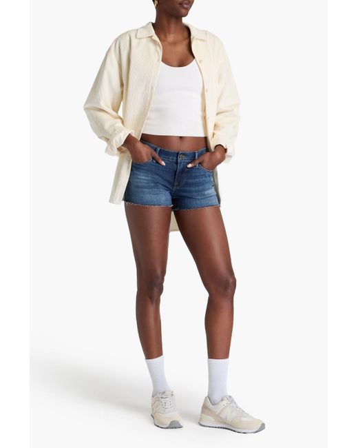 FRAME Blue Distressed Denim Shorts