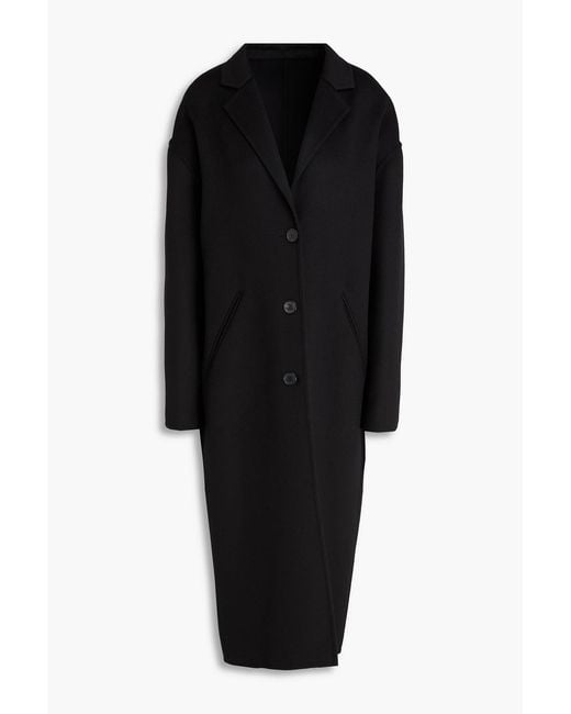Courreges Black Wool And Silk-Blend Felt Coat