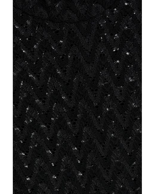 Missoni Black Crochet-knit Wool-blend Turtleneck Top