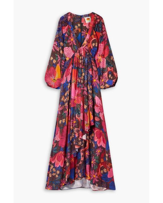 Farm Rio Red Floral-print Crepe Maxi Dress