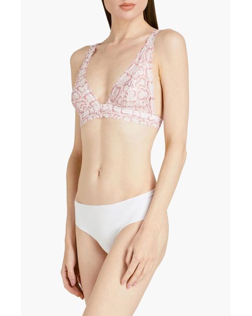 Cosabella Pink Never Say Never Snake-print Stretch-lace Bralette