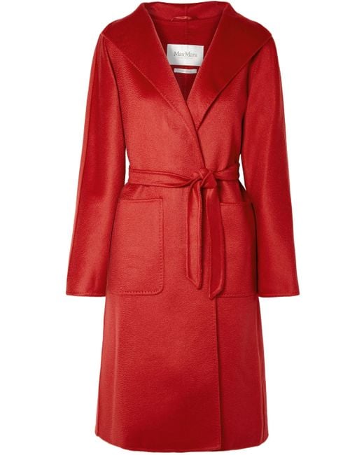 Max Mara Red Lilia Belted Brushed-cashmere Coat