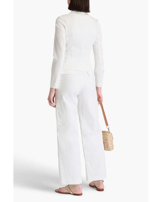 Claudie Pierlot White Cotton-Blend Seersucker Blazer