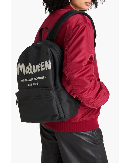 McQueen Black Printed Shell Backpack