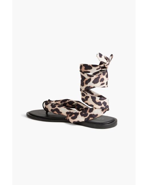Ganni Multicolor Leather-trimmed Padded Leopard-print Shell Sandals