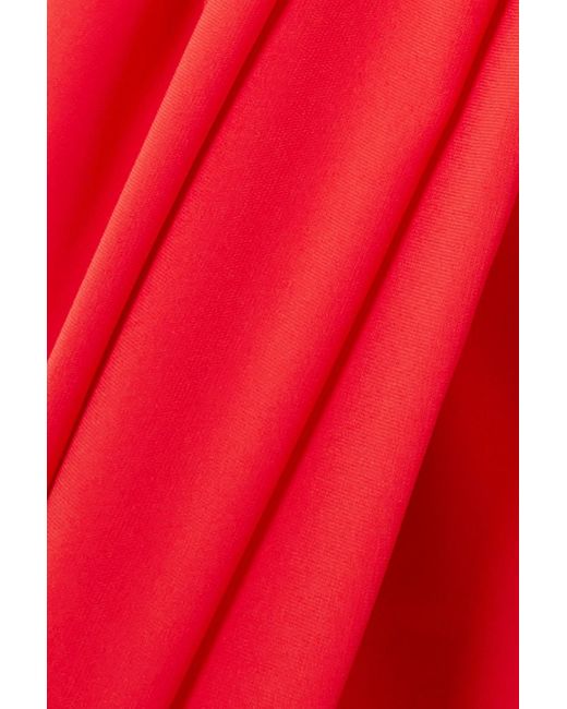 Talbot Runhof Red Wrap-effect Draped Crepe Gown