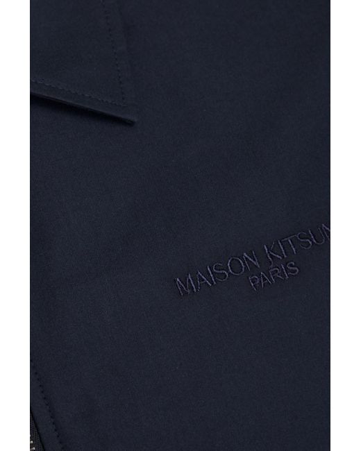 Maison Kitsuné Blue Logo-embroidered Cotton-twill Jacket for men